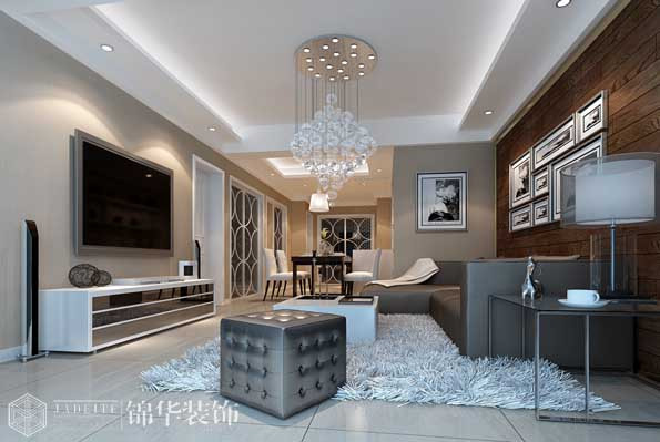 复地公园城邦110平三室两厅两卫现代简约风格